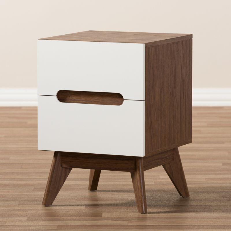 Calypso Mid - Century Modern Wood 3 - Drawer Storage Nightstand - Brown - Baxton Studio