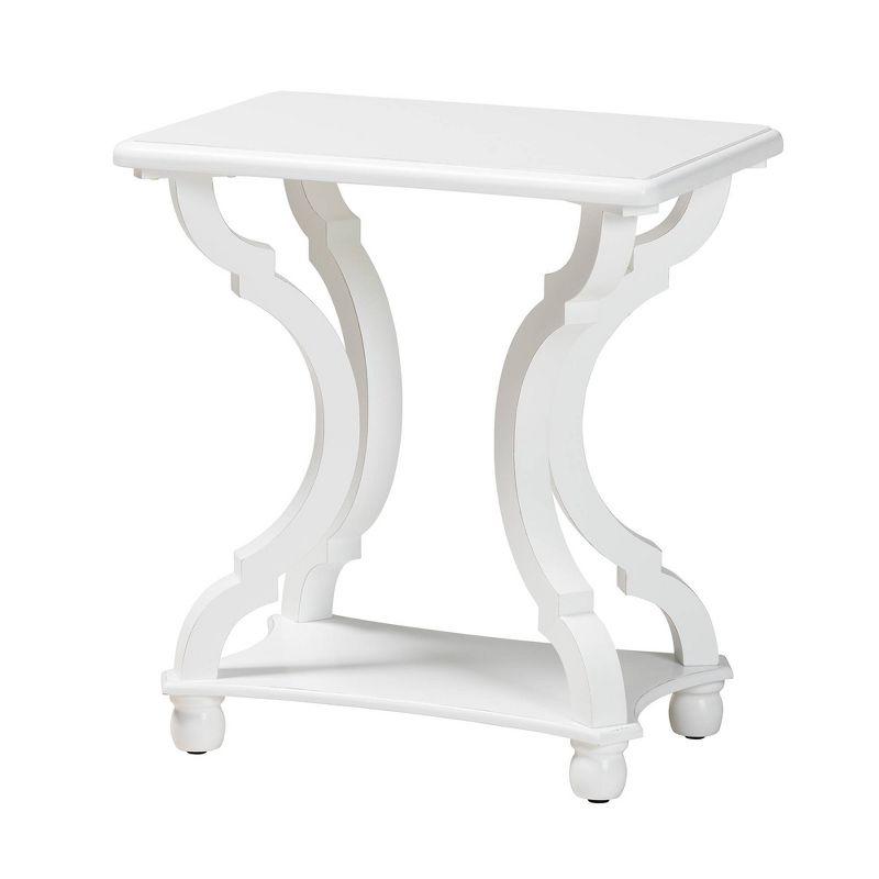 Cianna White Wood Rectangular End Table with Open Shelf