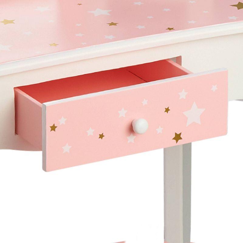 Teamson Kids Gisele 2pc Twinkle Star Prints Wooden Kids' Vanity Set White/Pink/Gold