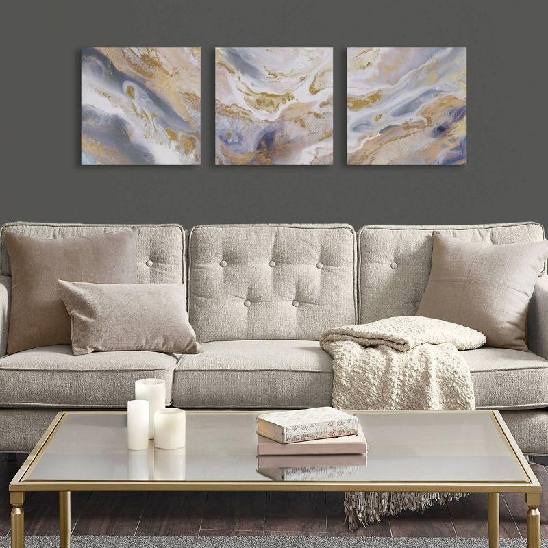 510 Design Shimmering Symphony Glitter and Gold Foil Abstract Triptych Canvas Wall Art Set (Set of 3)