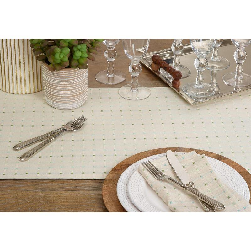 White Cotton Blend Stitched Line Table Runner