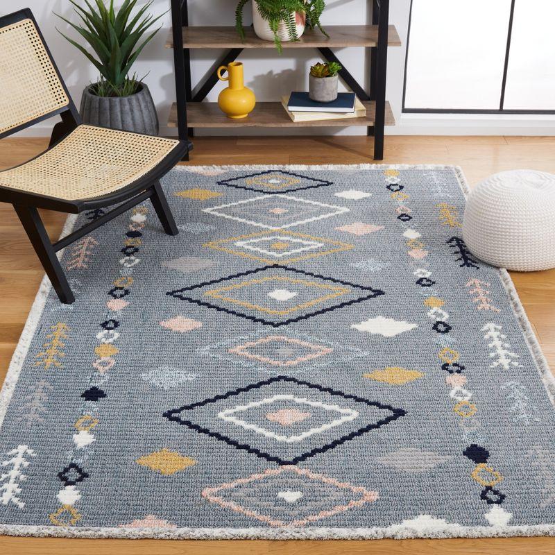 Marrakesh Grey and Multicolor Geometric 4' x 6' Wool Area Rug