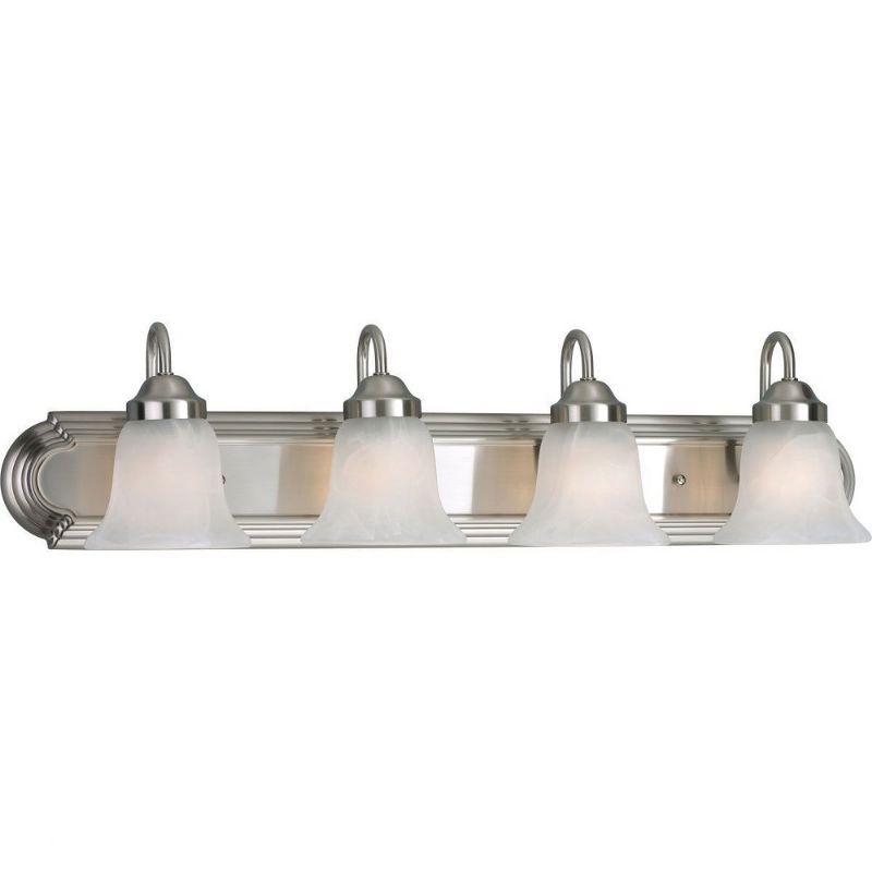 Progress Lighting Builder 4-Light Bath Bracket, Steel, Brushed Nickel, Alabaster Glass, Up/Down Mounting