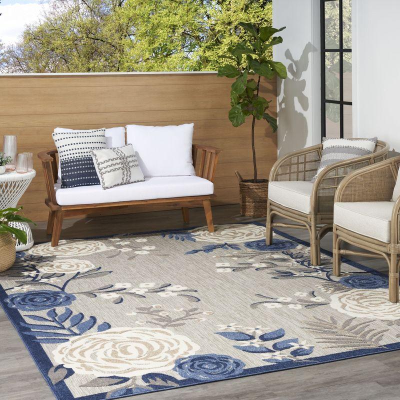 Nourison Aloha Contemporary Floral Border Outdoor Rug