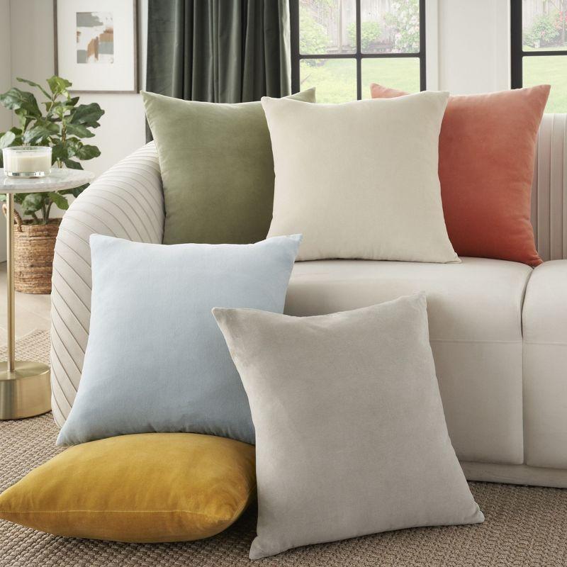 Mina Victory Sofia Solid Reversible Velvet 20" x 20" Green Indoor Throw Pillow