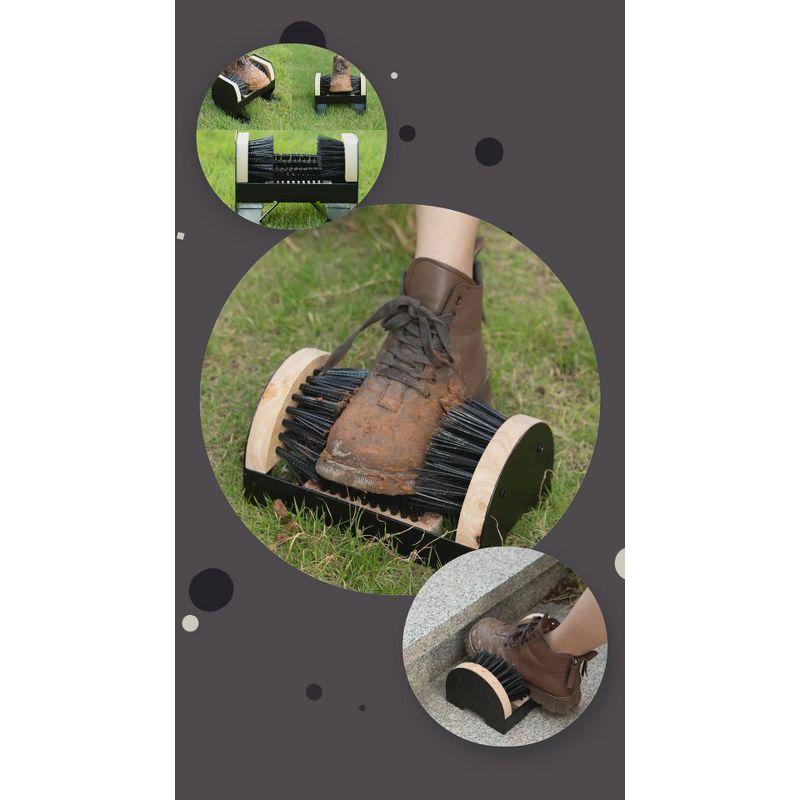 Gardenised Heavy-Duty Metal & Wooden Base Shoe Cleaner & Boot Scraper, Portable or Floor-Mounted Scrubbing Brush, Removes Mud, Snow and Sand, Wooden