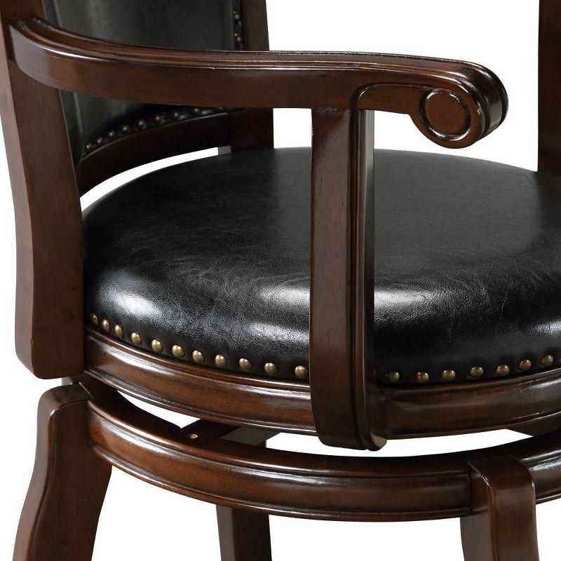 Cappuccino 43" Swivel Barstool in Faux Leather and Wood