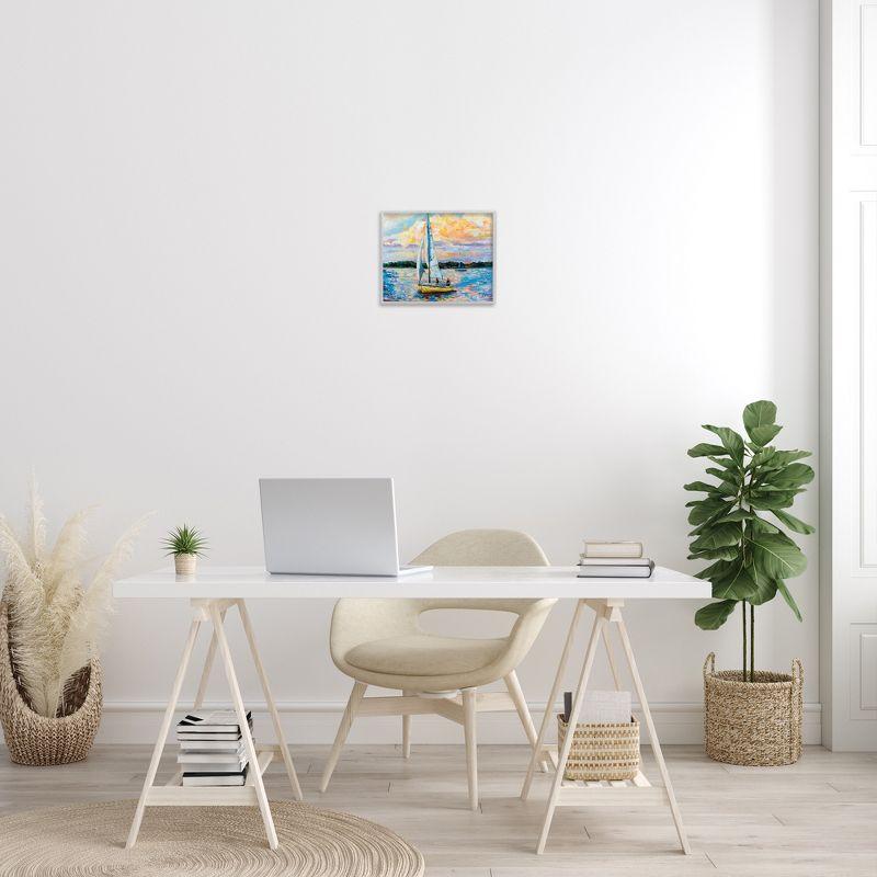 Stupell Industries Vivid Nautical Sailboat Landscape Framed Giclee Art, Gray, 14" x 11"