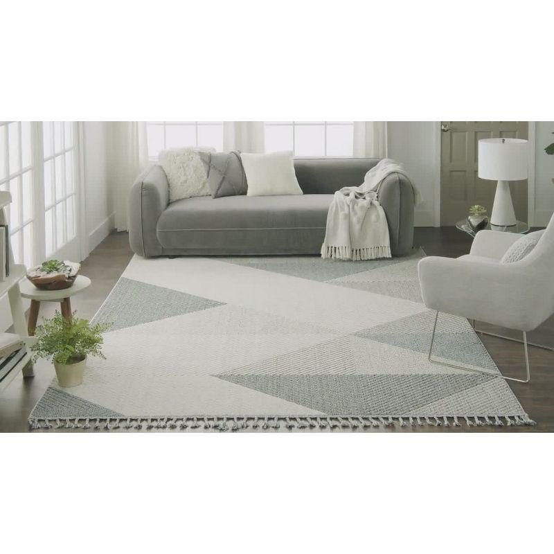 Nourison Elwood Modern Indoor Tassel Fringe Area Rug Grey/Slate 2'2" x 4'5"