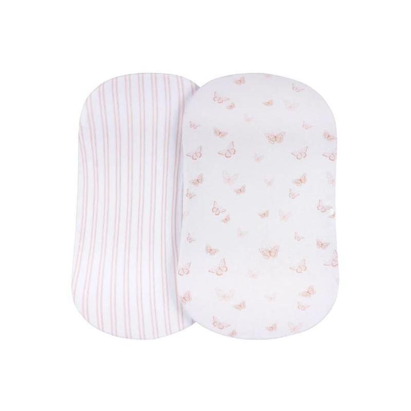 Ely's & Co. Baby Fitted Bassinet Sheet  100% Combed Jersey Cotton Pink for Baby Girl 2 Pack