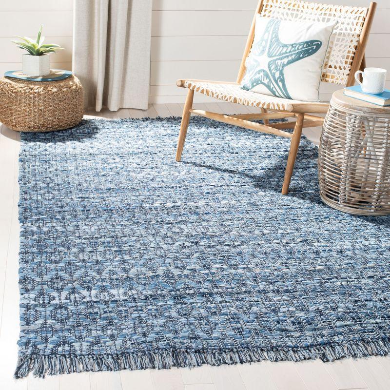 Coastal Breeze Blue Cotton Flatweave 5' x 8' Area Rug