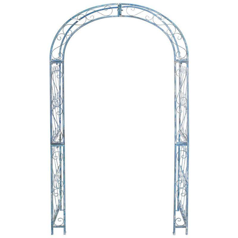 Antique Blue Iron Garden Trellis Arch Arbor