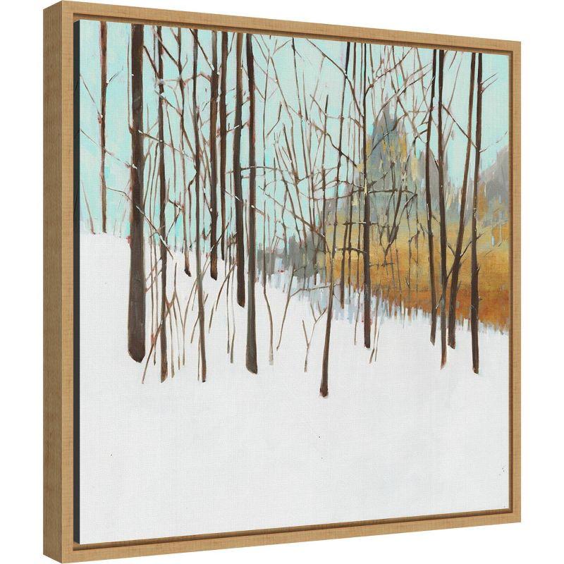 16" x 16" Winters Day I Trees by Susan Wilde Framed Canvas Wall Art - Amanti Art: Serene Snowy Landscape, Pine Art