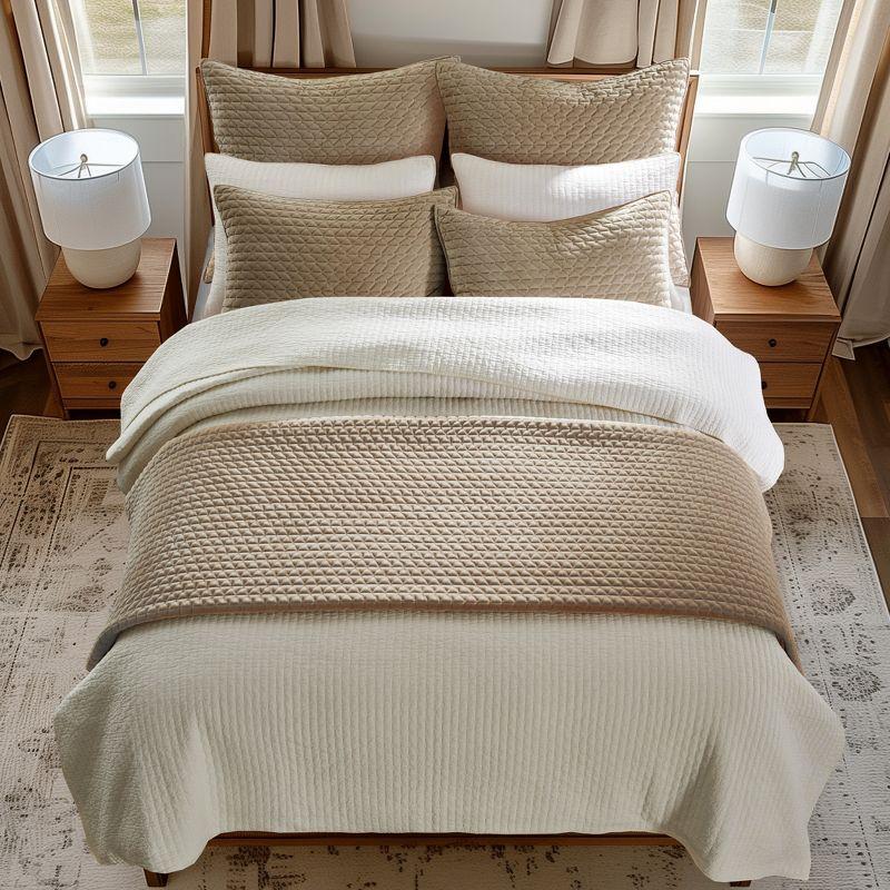 Velvet Stitch Taupe with White Euro Sham Set of 2 - Levtex Home