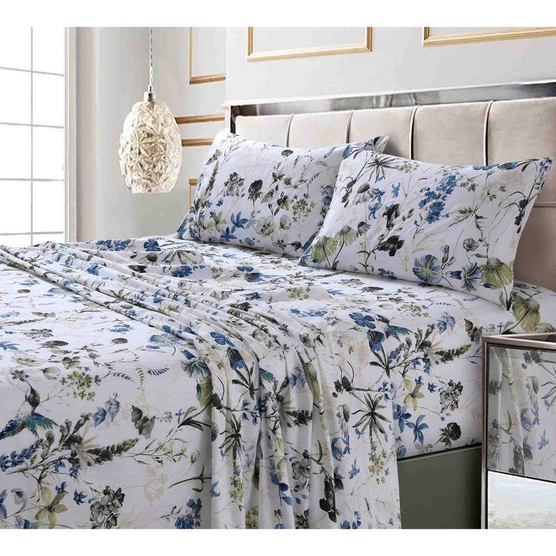 Tribeca Living Printed 300 Thread Count Sheets 100% Cotton Floral Sheet Set