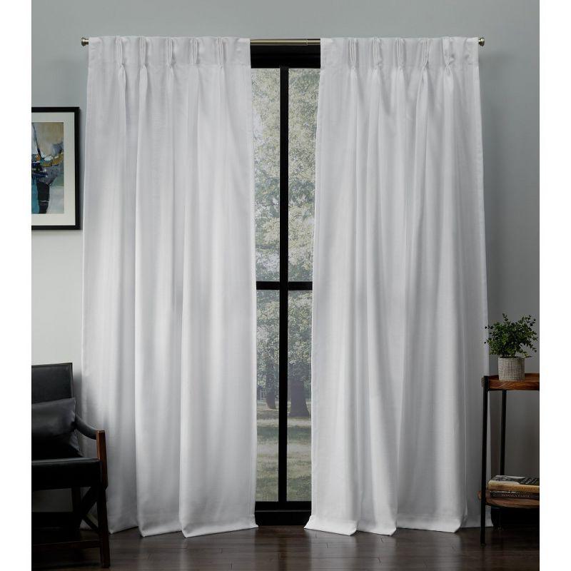 Set of 2 (84"x54") Loha Linen Pinch Pleat Window Curtain Panel White - Exclusive Home: Mid-Century Modern, Light Filtering