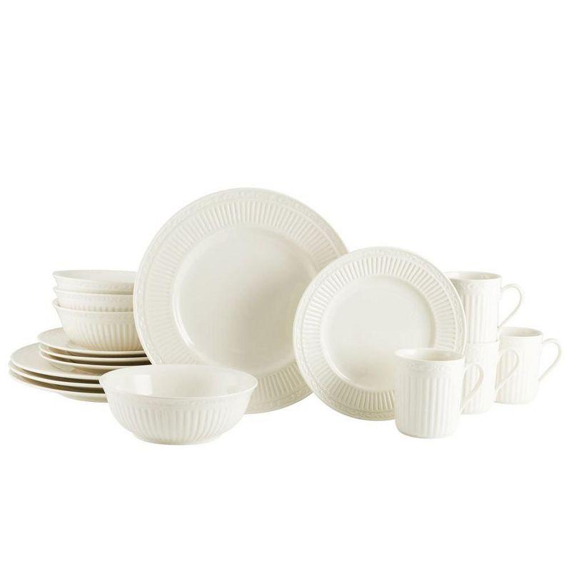 Italian Countryside White Porcelain 16-Piece Dinnerware Set, Service for 4