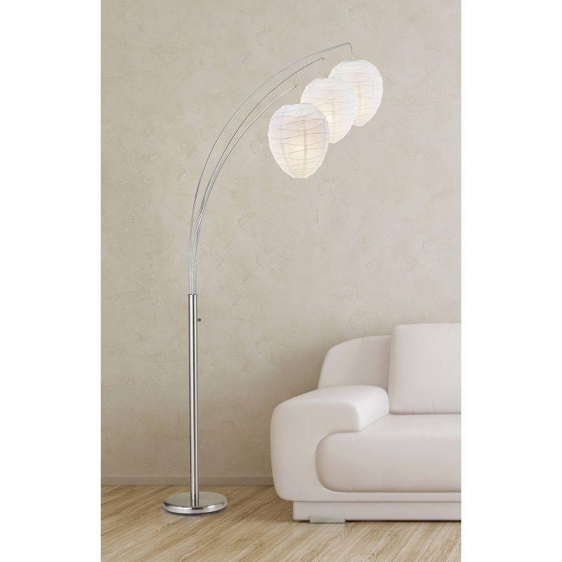Belle Arc Lamp Silver - Adesso: Chrome Poles, White Rice Paper Lanterns, Multi-Head, ETL Listed