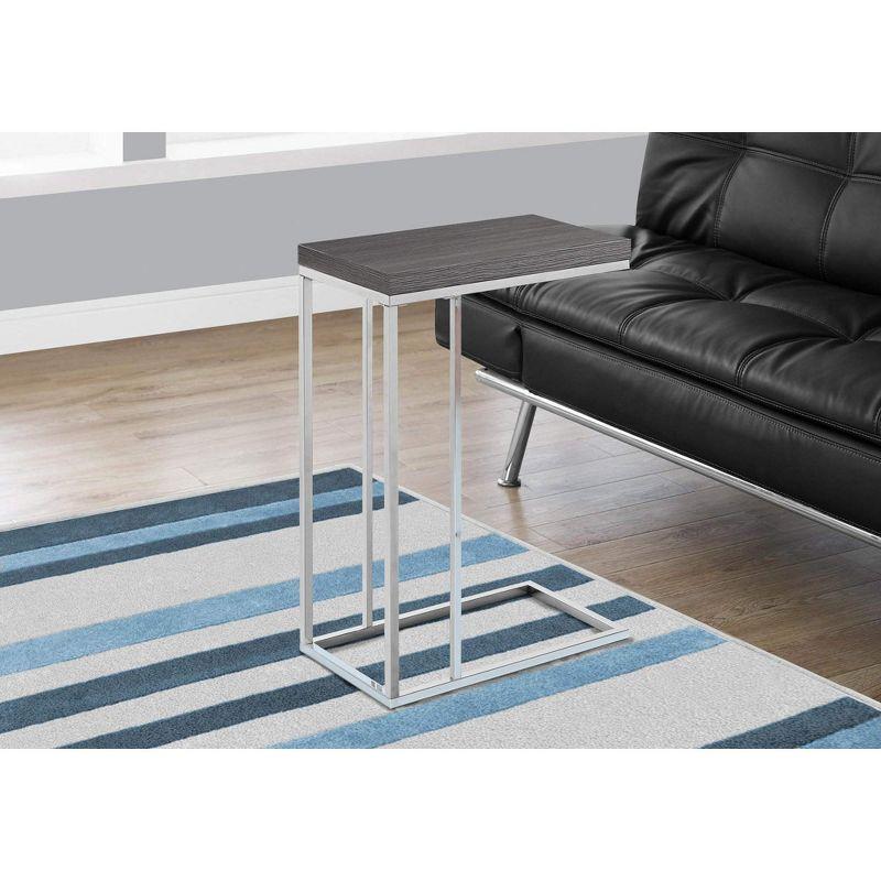 Monarch Specialties Accent Table, C-shaped, End, Side, Snack, Living Room, Bedroom, Grey Laminate, Chrome Metal, Contemporary, Modern
