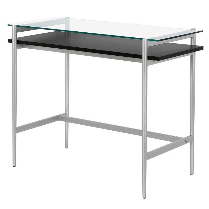 36" Silver Desk with Black Woodgrain Shelf - Henn&Hart