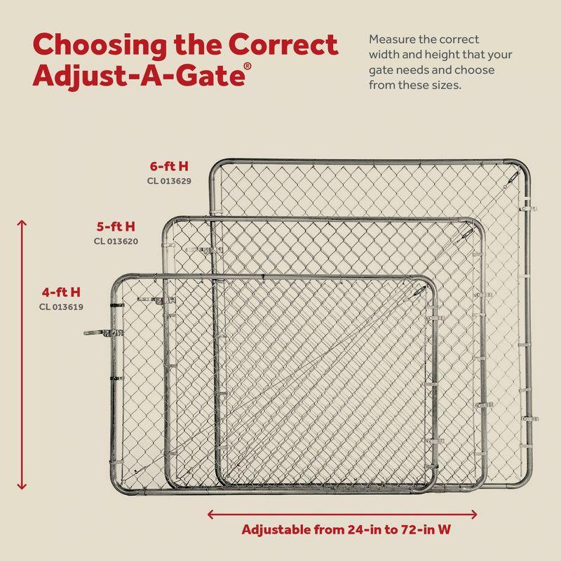 Adjust-A-Gate Fit-Right Chain Link Fence Walk-Through Gate Kit, Metal Fencing Gate with Round Corner Frame