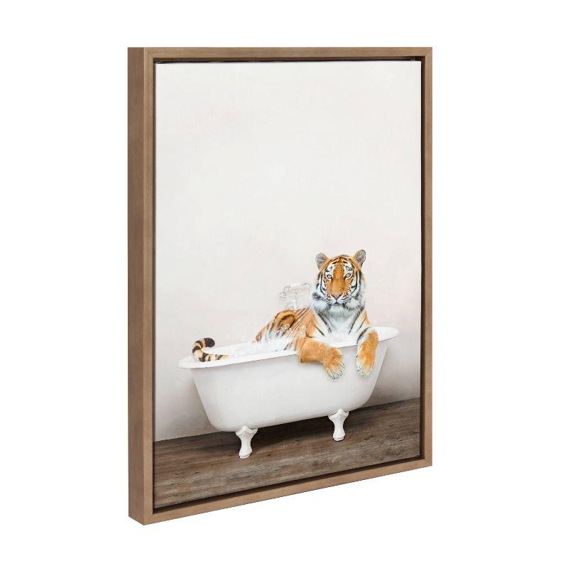 Bengal Tiger in Rustic Bath Framed Canvas Art