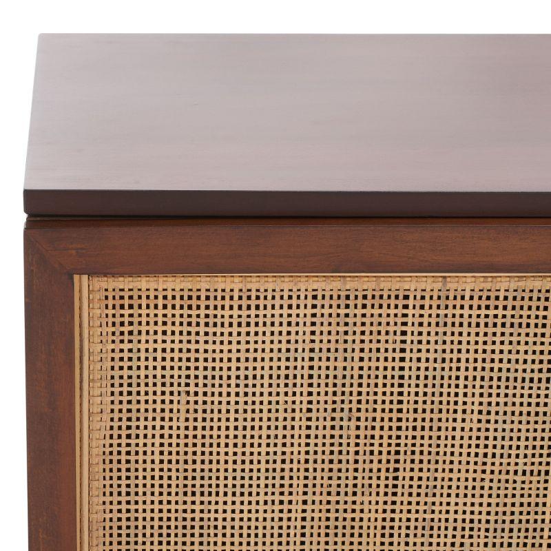 Zadie 2 Shelf Rattan Media Stand - Walnut/Natural - Safavieh