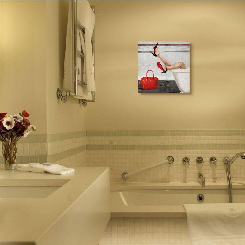 Stupell Industries Women's Fashion Bathroom Red Wine Heels Gallery Wrapped Canvas Wall Art, 17 x 17