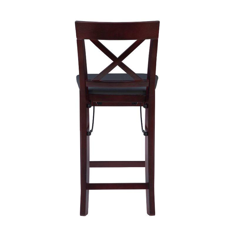 Triena X Back Faux Leather Folding Counter Height Barstool Espresso - Linon: Padded Seat, 24" High