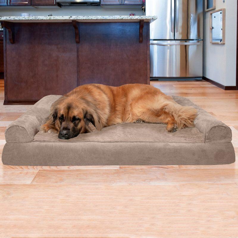 FurHaven Plush & Suede Full Support Sofa Dog Bed - Jumbo Plus, Almondine