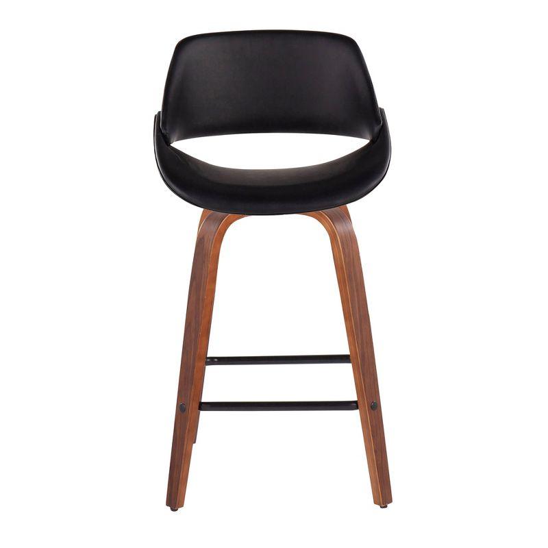 Set of 2 Fabrico Counter Height Barstools with Swivel Walnut/Black - LumiSource: Upholstered, 250lbs Capacity