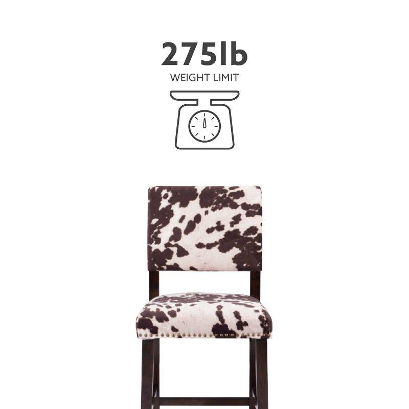 Linon 24" Corey Microfiber Upholstery Counter Height Barstool Cow print : Farmhouse Style, Wood Frame, Footrest