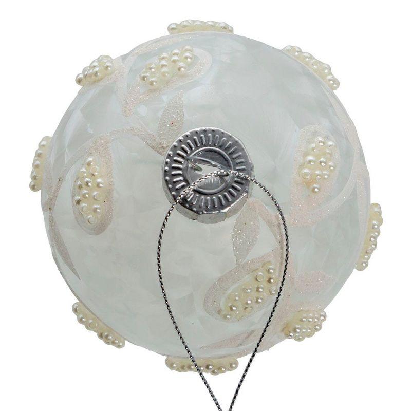 Kurt Adler 80mm Glass White Pearl 6-Piece Ball Ornament Set