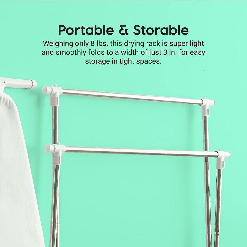 IRIS USA Foldable Clothes Drying Rack with Extendable Rods for Large Laundry Loads
