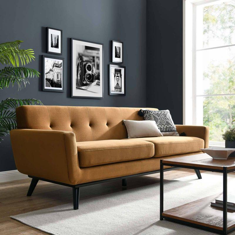 Engage Performance Velvet Sofa Cognac - Modway