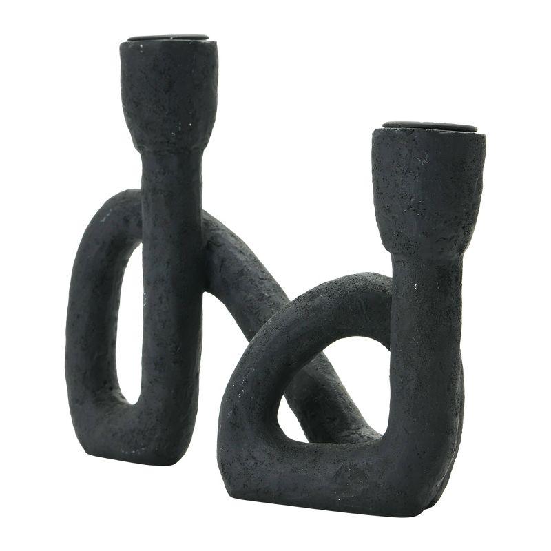 Storied Home Decorative Resin Double Taper Candle Holder, Black