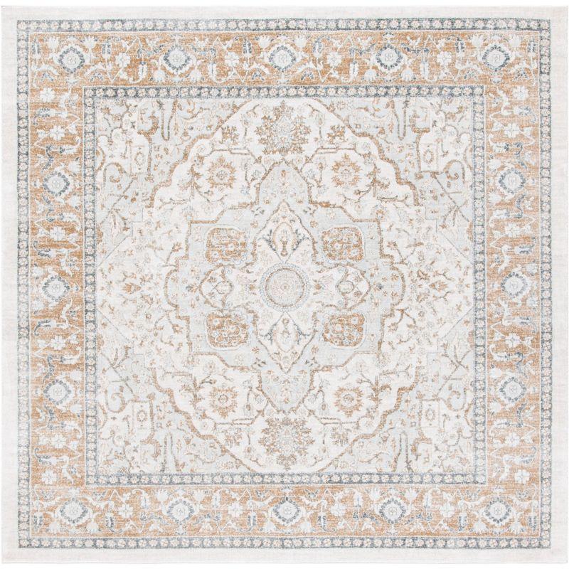 Isabella 6'7" Square Cream and Beige Synthetic Area Rug