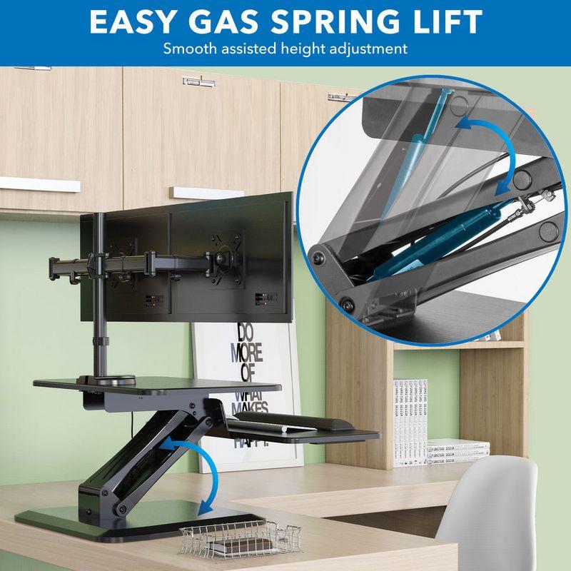 Mount-It! Height Adjustable Sit Stand Workstation, Standing Desk Converter with Dual Monitor Mount