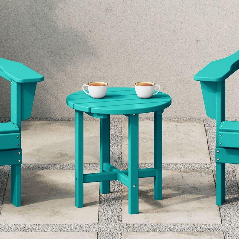 WestinTrends All-Weather Outdoor Patio Round Poly Adirondack Side Table, Turquoise