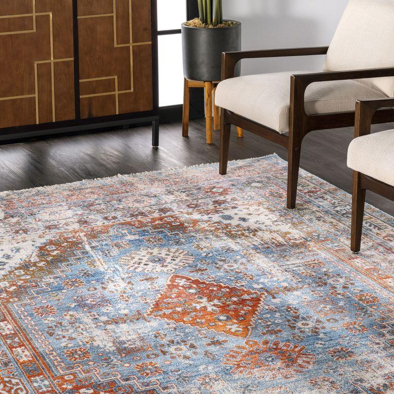 Nuloom Farley Oriental/Persian 4x6 Indoor Area Rug for Living Room Bedroom Dining Room Kitchen, Blue/Multicolor