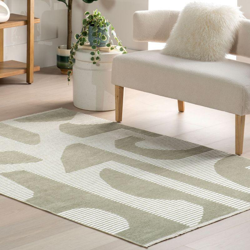 nuLOOM 4' x 6' Versa Collection Reversible SuperiorWash Machine Washable Stain-Resistant Indoor Area Rug, Grania Light Green