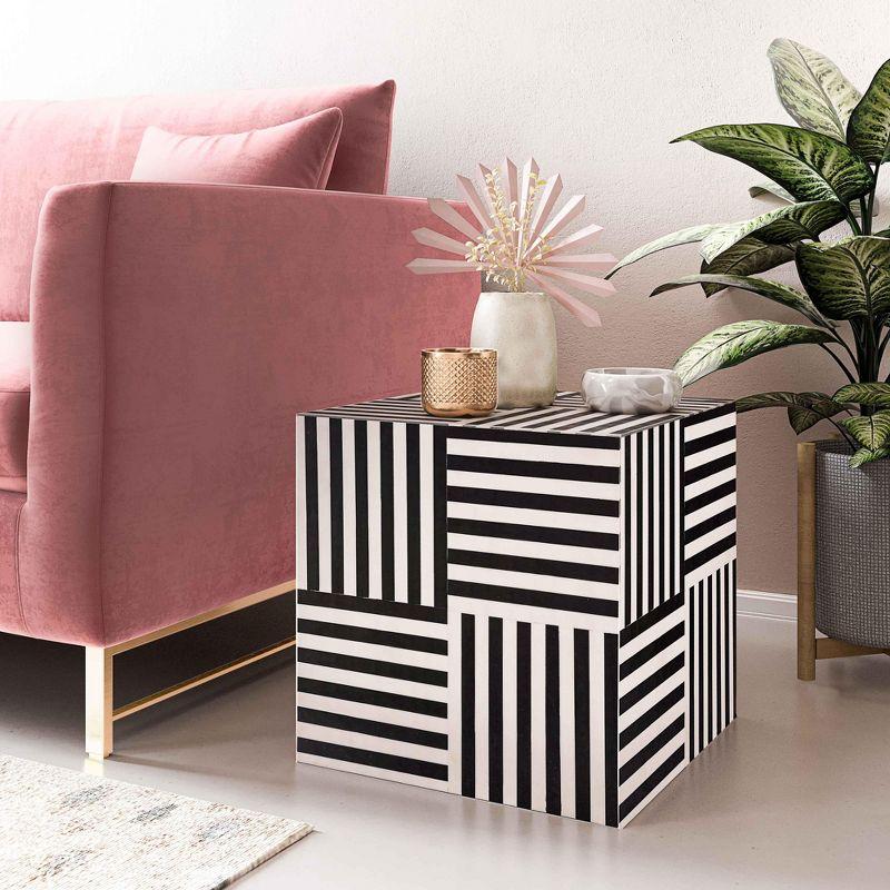 TOV Furniture Cube Black and White Side Table