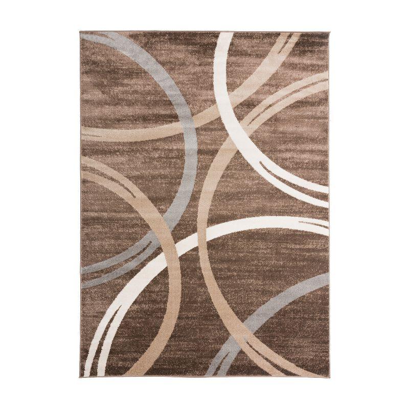 World Rug Gallery Contemporary Abstract Circles Design Brown 7'10" x 10'2" Area Rug