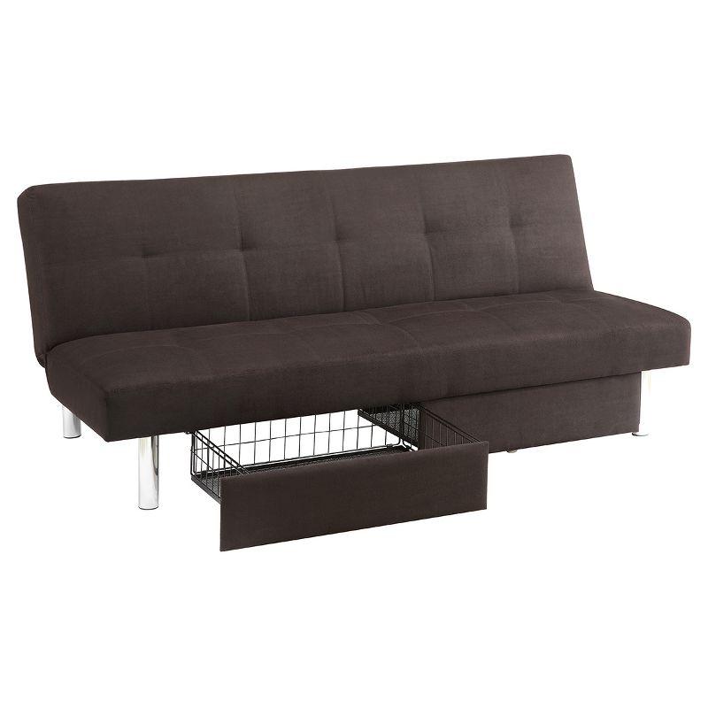 Sola Storage Futon Black - Dorel Home Products: Microfiber Upholstery, Sleeper with Compartments