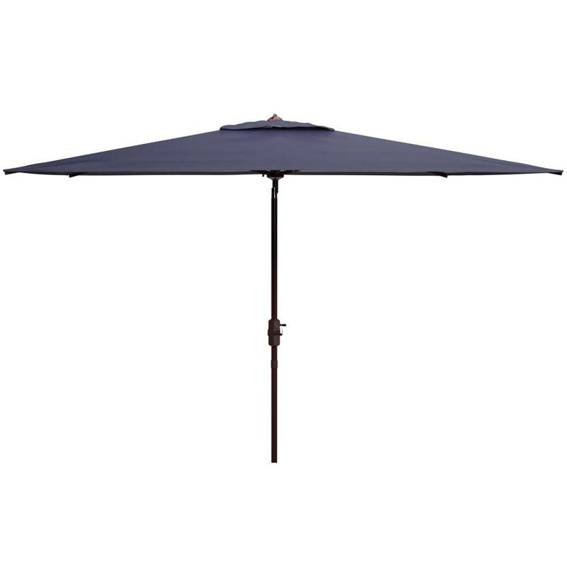 Athens 6.5 X 10 Ft Rectangle Crank Umbrella - PAT8307 - Navy/White - Safavieh