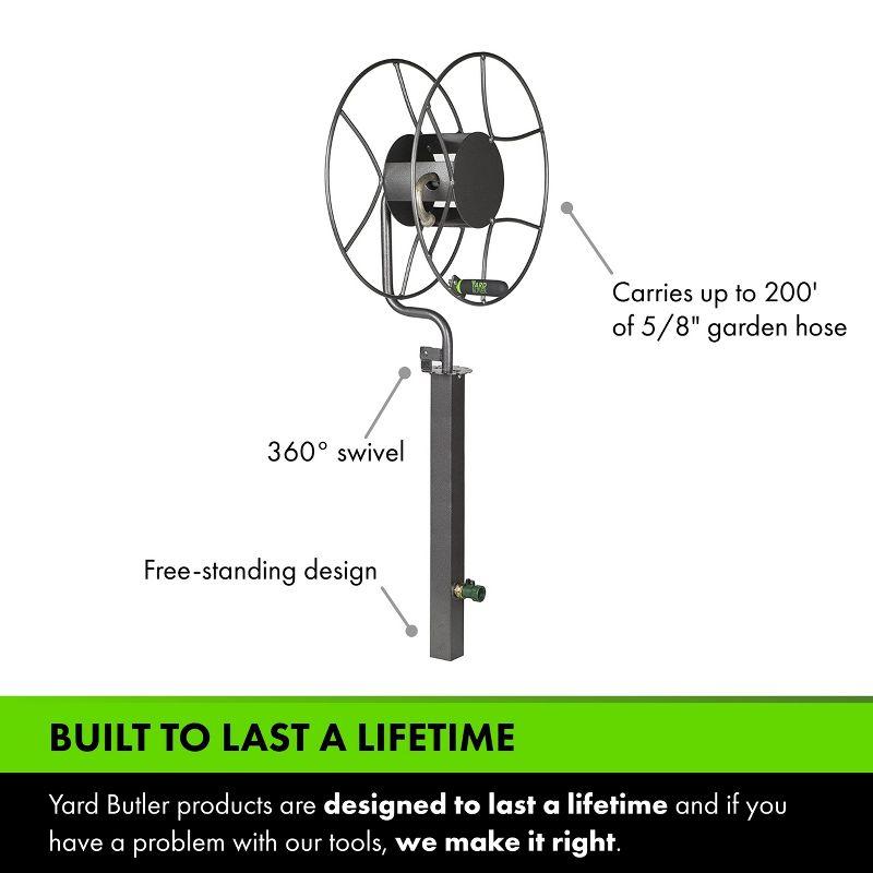 Yard Butler Free Standing 360 Degree Swivel Garden Steel Hose Reel