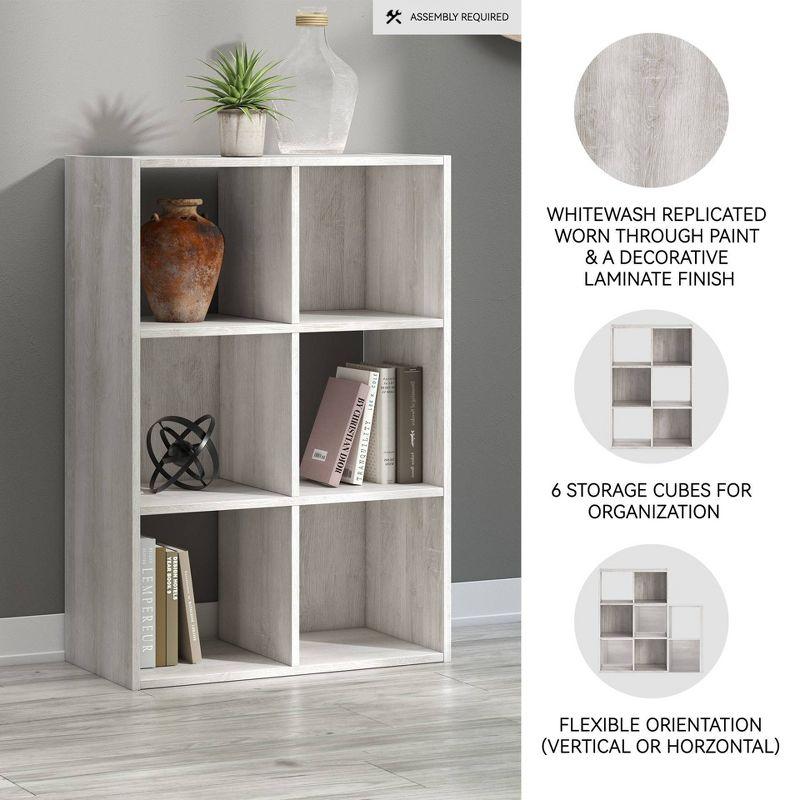 35.43" Paxberry 6 Cube Organizer Whitewash - Signature Design by Ashley