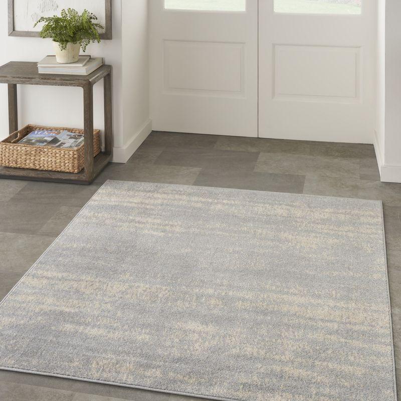 Essentials 5' Square Grey/Beige Abstract Synthetic Outdoor Rug