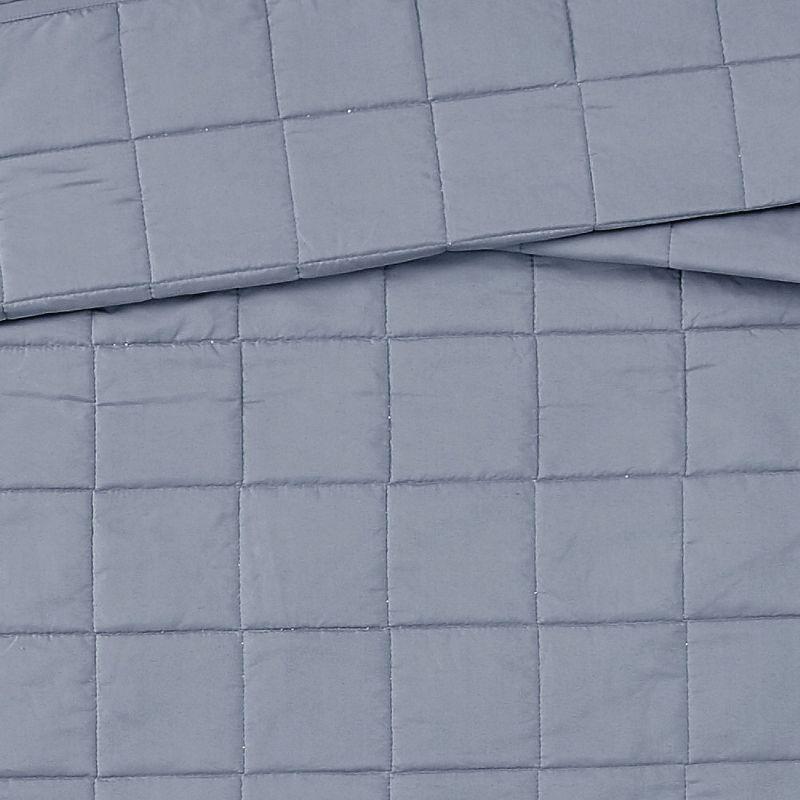2pc Twin/Twin Extra Long Garment Wash Solid Quilt Set Blue - London Fog: Microfiber Bedding with OEKO-TEX Certified