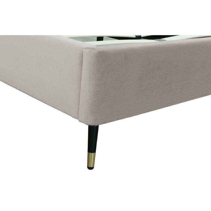 Manhattan Comfort Queen Crosby Modern Velvet Upholstered Bed Greige